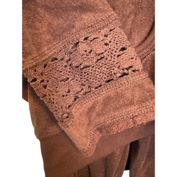 Vintage Y2K BCBGMaxAzria Brown Velour Hooded Jacket & Cropped Pants Set Women Si - Picture 5 of 6